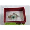 Image 1 : .925 SILVER RUBY, EMERALD & CZ RING - SIZE 8.5