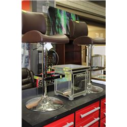 PAIR OF CHROME AND BROWN LEATHERETTE