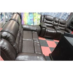 CHOCOLATE BROWN LEATHER RECLINING SECTIONAL