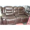 Image 2 : CHOCOLATE BROWN LEATHER RECLINING SECTIONAL