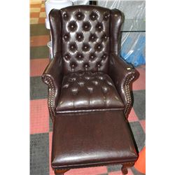 NEW BROWN LEATHERETTE WING BACK PARLOUR CHAIR
