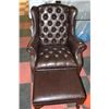 Image 1 : NEW BROWN LEATHERETTE WING BACK PARLOUR CHAIR