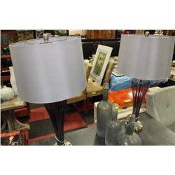 PAIR OF SHOWHOME PURPLE GLASS LAMPS