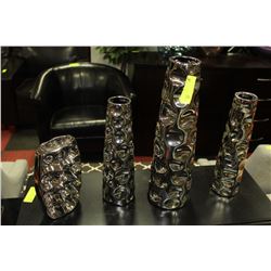 SHOWHOME 4 PC CHROME TONE VASE SET