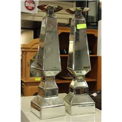 POAIR OF SHOWHOME MIRRORED CANDLE HOLDERS