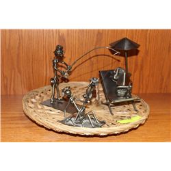 3 METAL HANDMANDE NUTS AND BOLTS SCULPTURES