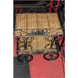 SHOWHOME METAL AND WICKER ORNAMENTAL CART