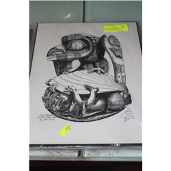 ABORIGINAL INK SKETCH "THE RAVEN & FIRST MEN" BY