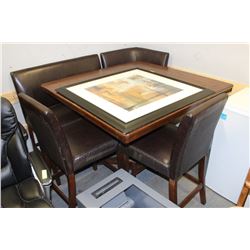 WOODEN KITCHEN TABLE WITH 2 BENCHES & CORNER CHAIR