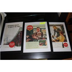 SET OF 3 FRAMED COCA-COLA ADS