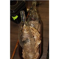 2 COLLECTIBLE VINTAGE FISH SHAPED GLASS WINE