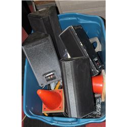 BOX OF COMMERCIAL SPEAKERS/ PILE-ONS ETC