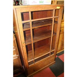 SET OF TWO VINTAGE OAK CHINA CABINETS