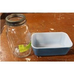 OLD MASON JAR & PYREX DISH SOLD WITH EDMONTON