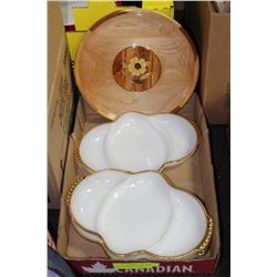 FLAT OF FIREKING CANDY DISHES WITH INLAID BOW