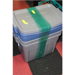 4 ROUGH NECK 68L TUBS WITH LIDS