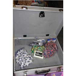 SILVER ATTACHE CASE W/ POKER SET INSIDE