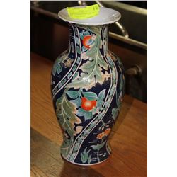 ESTATE HAND PAINTED VASE 12 1/2" TALL WITH FLOWERS
