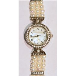 FRESHWATER PEARL QUARTZ WATCH W/ MOTHER OF PEARL