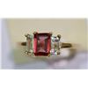 Image 1 : 9KT GOLD AQUAMARINE & GARNET RING
