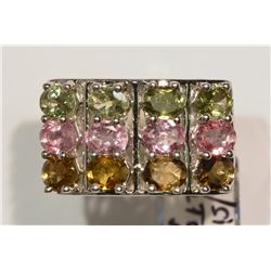 STERLING SILVER MULTI-COLORED TOURMALINE RING