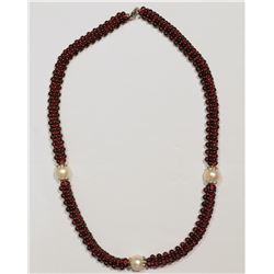 STERLING SILVER GARNET NECKLACE