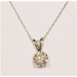 14KT WHITE GOLD DIAMOND (0.15CT) PENDANT NECKLACE