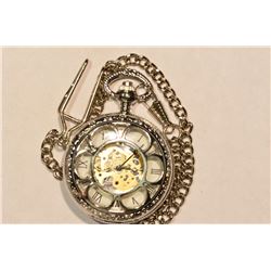 MECHANICAL POCKET WATCH W/ SEE-TROUGH MOVEMENT