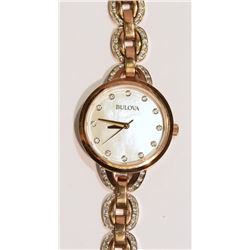 BULOVA ROSE GOLD TONE LADIES QUARTZ WATCH W/