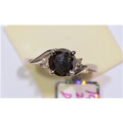 14KT WHITE GOLD BLACK DIAMOND (2.10CT) & 2 SIDE