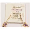 Image 2 : 10KT GOLD AMETHYST & DIAMOND EARRINGS
