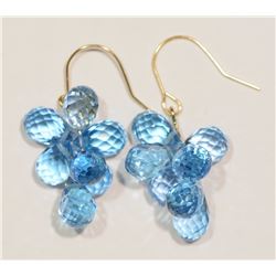 14KT WHITE GOLD BLUE TOPAZ TEAR DROP EARRINGS