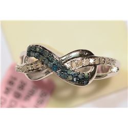 STERLING SILVER BLUE DIAMOND (0.26CT) & WHITE