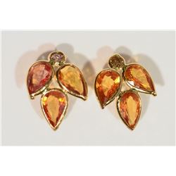 14KT GOLD ORANGE SAPPHIRE (3.0CT) & DIAMOND