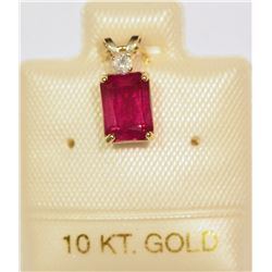 10KT GOLD RUBY (1.45CT) & DIAMOND PENDANT