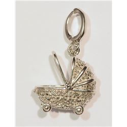 STERLING SILVER DIAMOND (0.30CT) BABY CARRIAGE