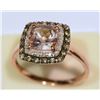 Image 2 : 10KT ROSE GOLD MORGANITE, 20 SIDE BROWN DIAMONDS