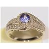 Image 2 : 10KT WHITE GOLD TANZANITE & DIAMOND (0.58CT) RING