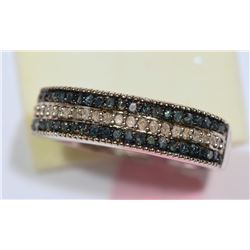 STERLING SILVER BLUE DIAMOND (0.42CT) & WHITE