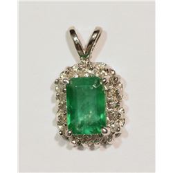 14KT WHITE GOLD EMERALD (0.75CT) & DIAMOND(0.15CT)