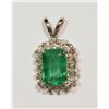Image 1 : 14KT WHITE GOLD EMERALD (0.75CT) & DIAMOND(0.15CT)