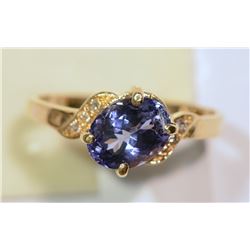14KT GOLD TANZANITE & DIAMOND RING
