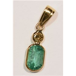 14KT GOLD EMERALD (0.80CT) & DIAMOND (0.09CT)