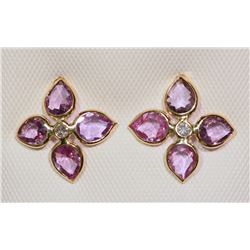 14KT GOLD PINK SAPPHIRE (6.40CT) & DIAMOND(0.10CT)