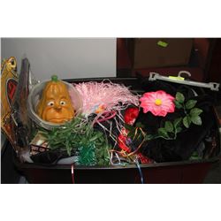 BIN OF HALLOWEEN COSTUMES AND ACCESSORIES