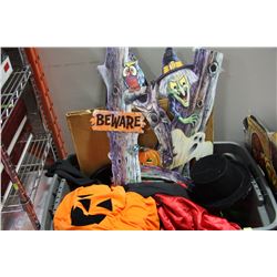 BIN OF HALLOWEEN COSTUMES AND ACCESSORIES