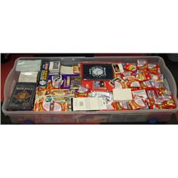 STORAGE TOTE FULL OF UNOPENED BASEBALL CARD PACKS