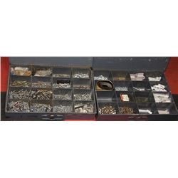 2 NUT & BOLT METAL STORAGE BINS WITH CONTENTS
