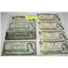 Image 1 : 8 CANADA 1 DOLLAR BILLS: THREE 1954 AND FIVE 1973