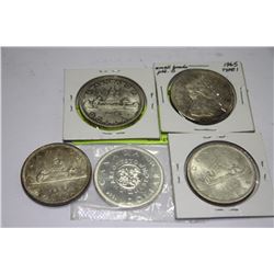 CANADA SILVER DOLLARS X5